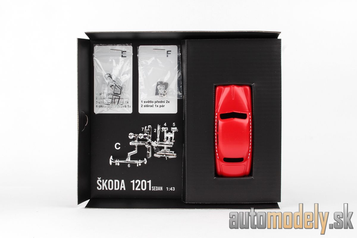 Abrex - Škoda 1201 (1956) Taxi červená stavebnica - 1:43