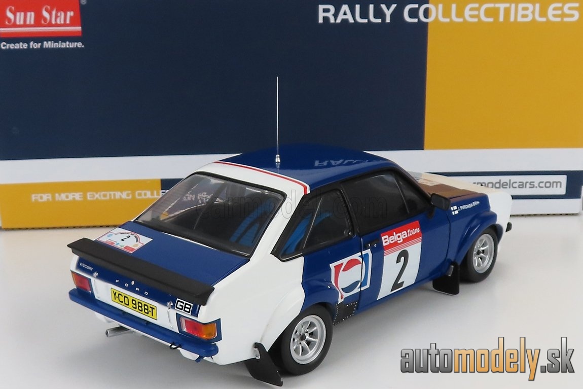 SUN-STAR - FORD ENGLAND - ESCORT RS1800 (night version) PEPSI-COLA N 2 RALLY CIRCUIT DE ARDENNES 1983 P.AIRIKKALA - J.PIRONEN- 1:18