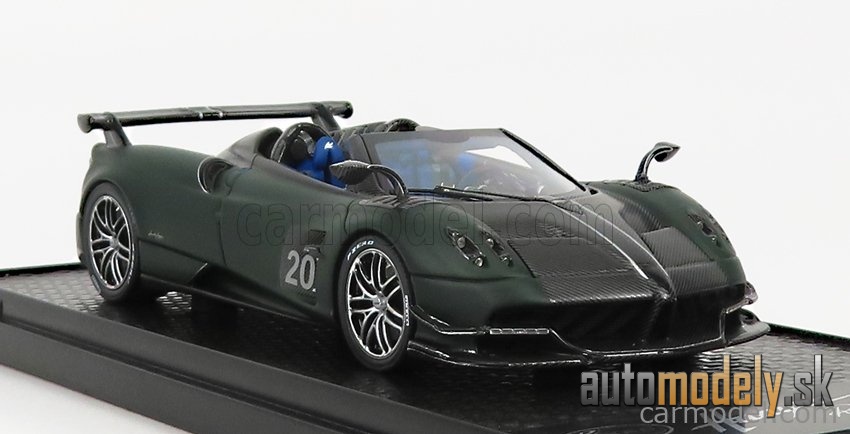BBR-MODELS - PAGANI - HUAYRA BC N 20 ROADSTER 2017 (BLACK CARBON - MATT DARK GREEN) - 1:43