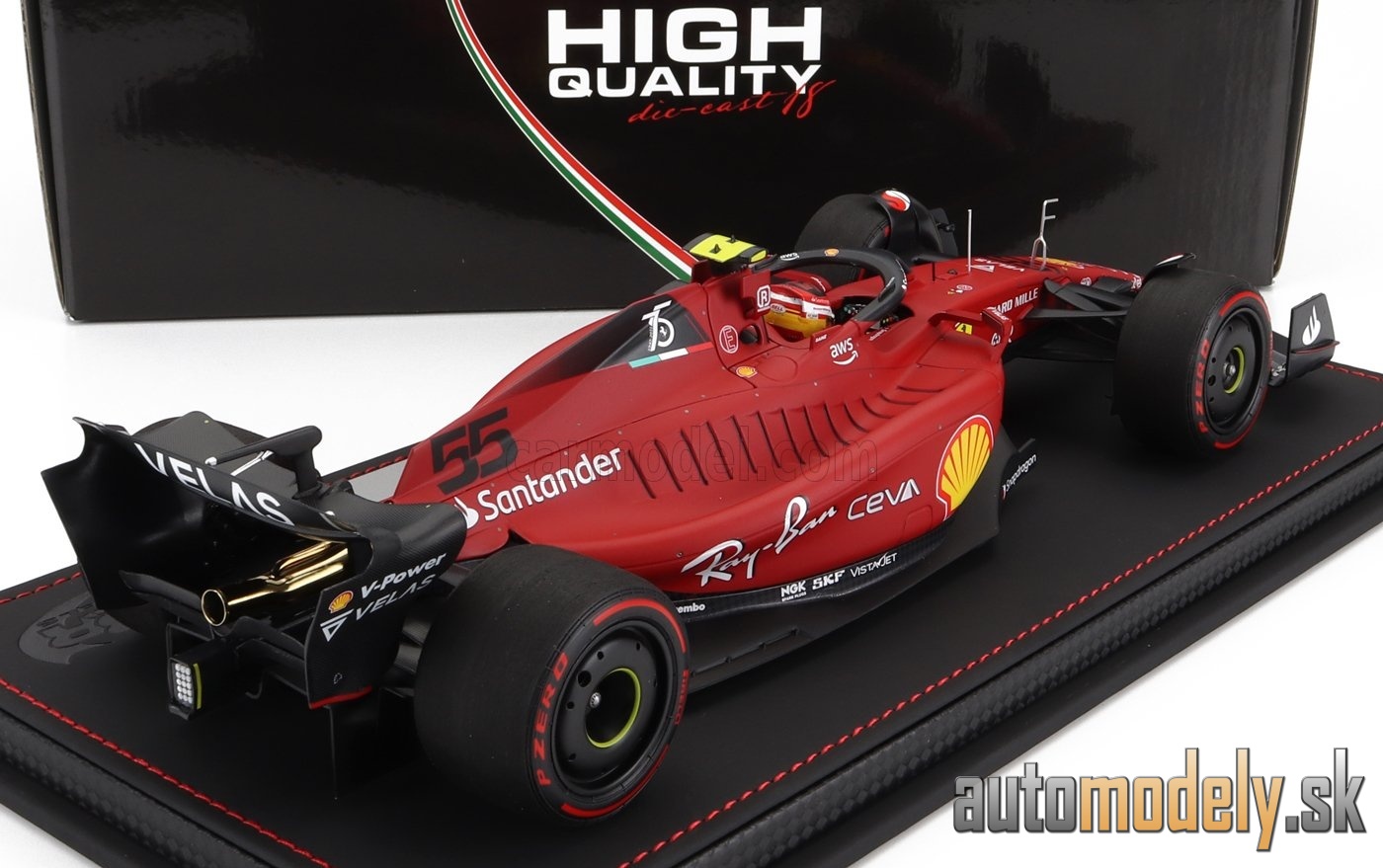 BBR-MODELS - FERRARI - F1-75 TEAM SCUDERIA FERRARI N 55 2nd BAHRAIN GP 2022 CARLOS SAINZ - CON VETRINA - WITH SHOWCASE - 1:18