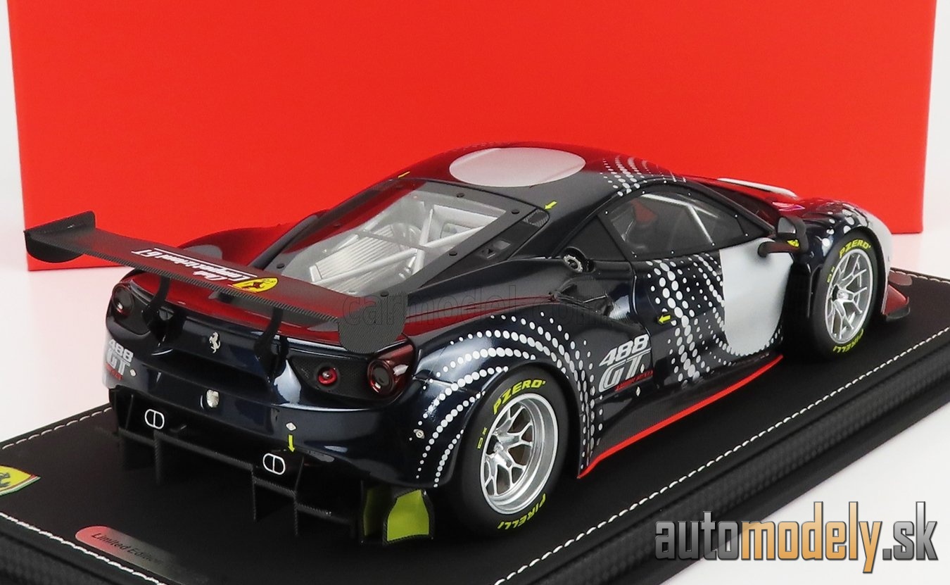BBR-MODELS - FERRARI - 488 GT MODIFICATA CLUB COMPETIZIONI GT 2020 - CON VETRINA - WITH SHOWCASE (BLU NART - BLUE SILVER) - 1:18