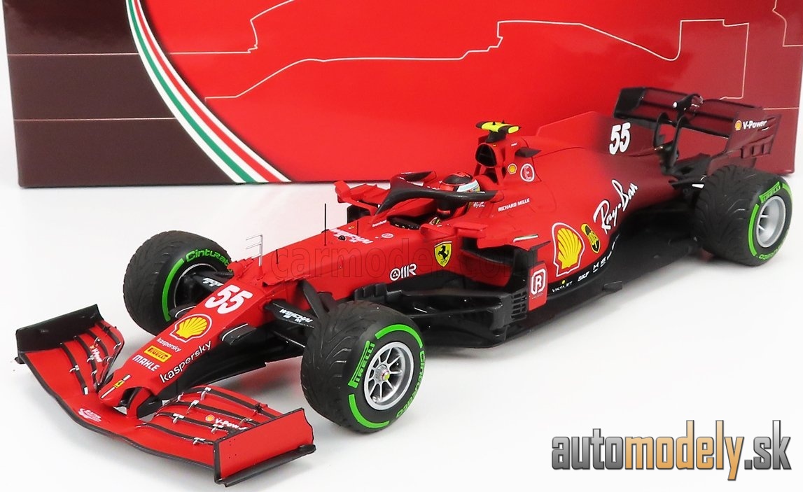 BBR-MODELS - FERRARI - F1 SF21 TEAM SCUDERIA FERRARI MISSION WINNOW N 55 5th EMILIA ROMAGNA ITALY GP - INTERMEDIATE RAIN TIRES 2021 CARLOS SAINZ JR. - 1:18