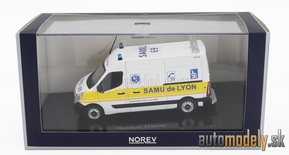 NOREV - RENAULT - MASTER VAN SAMU DE LYON AMBULANCE 2014 (WHITE YELLOW) - 1:43