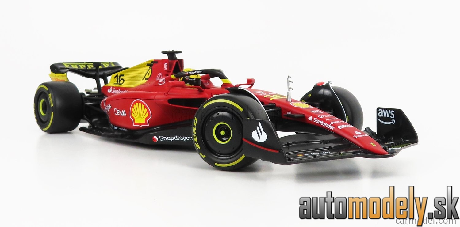 Bburago - FERRARI - F1-75 SCUDERIA FERRARI N 16 2nd MONZA GP ITALY (POLE POSITION) 2022 CHARLES LECLERC - YELLOW WHEELS - RED YELLOW - 1:18