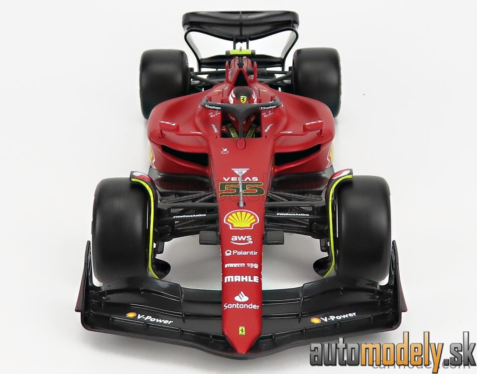Bburago - FERRARI - F1-75 SCUDERIA FERRARI N 55 SEASON 2022 CARLOS SAINZ - WHITE WHEELS - RED - 1:18