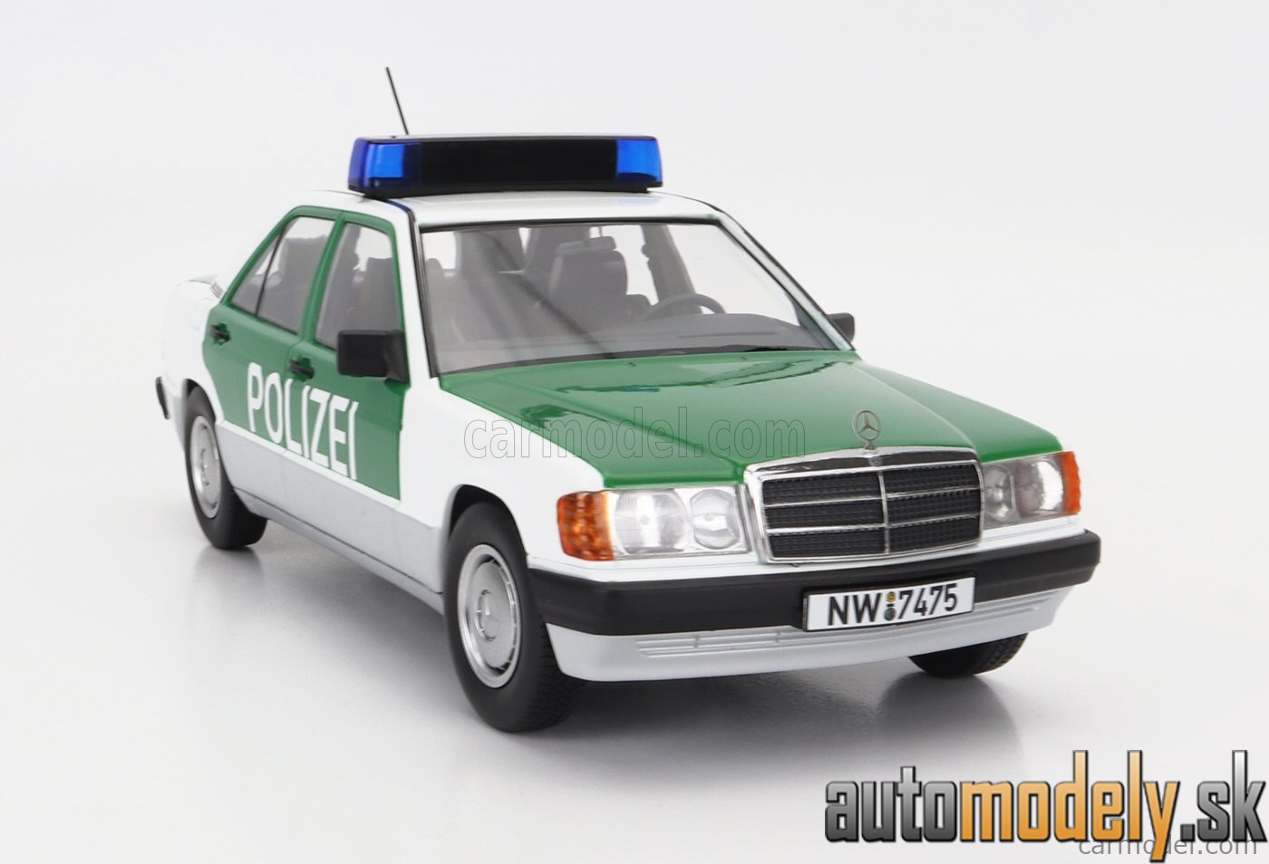 Triple9 - MERCEDES BENZ 190E (W201) POLIZEI GERMANY 1993 WHITE GREEN - 1:18