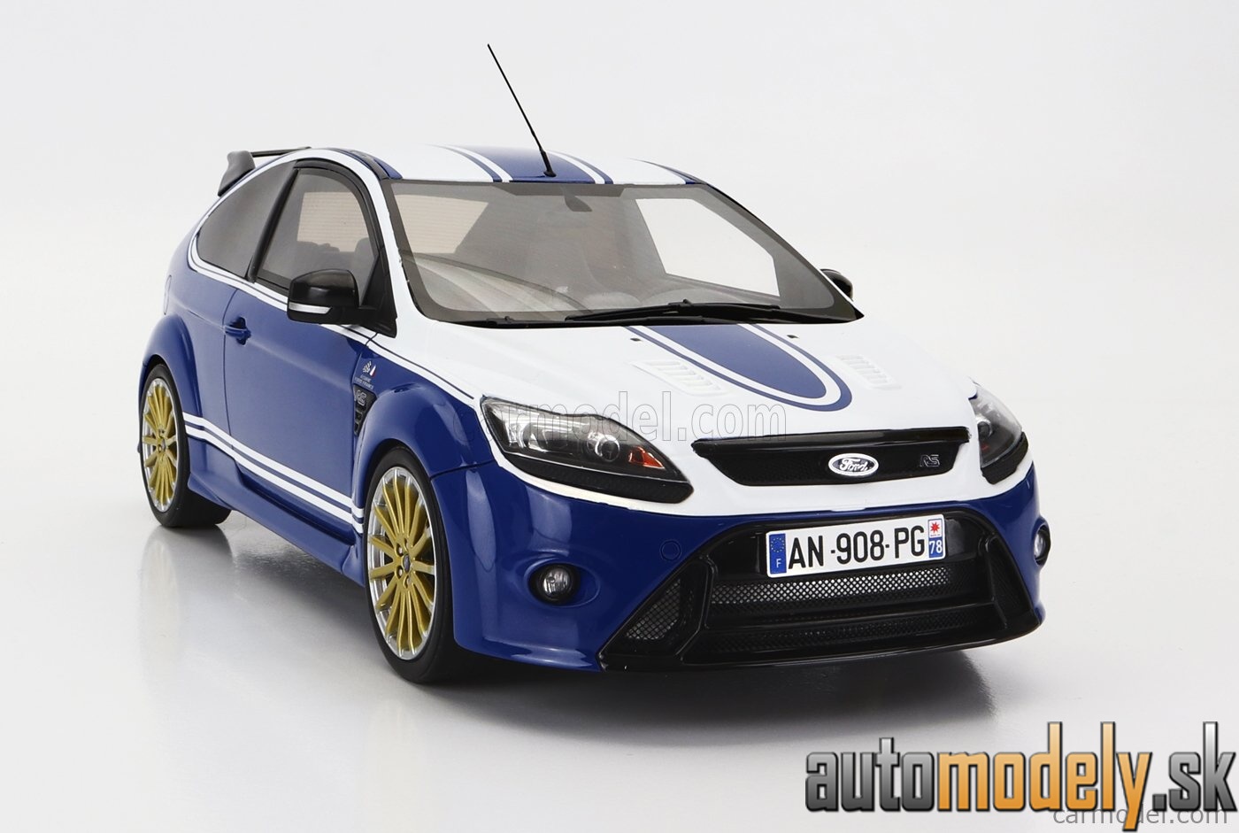 OttOmobile - FORD ENGLAND FOCUS RS MKII 2010 - 24h LE MANS TRIBUTE BLUE WHITE - 1:18