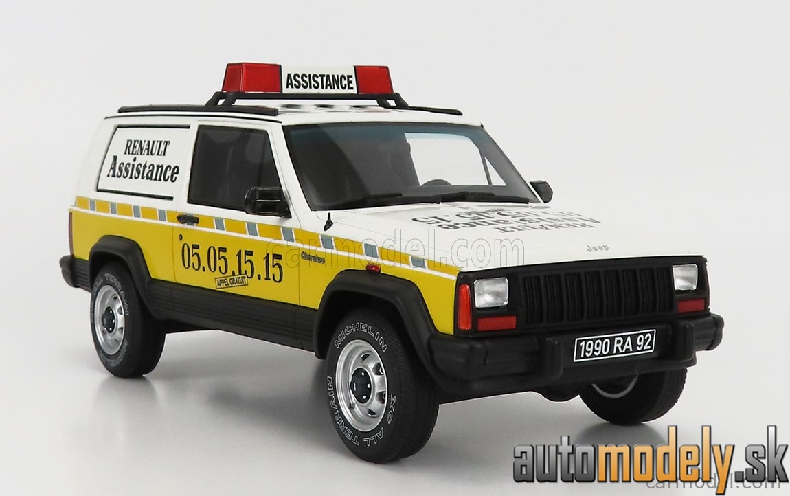 OttOmobile - JEEP CHEROKEE REANULT ASSISTANCE 1995 WHITE YELLOW - 1:18