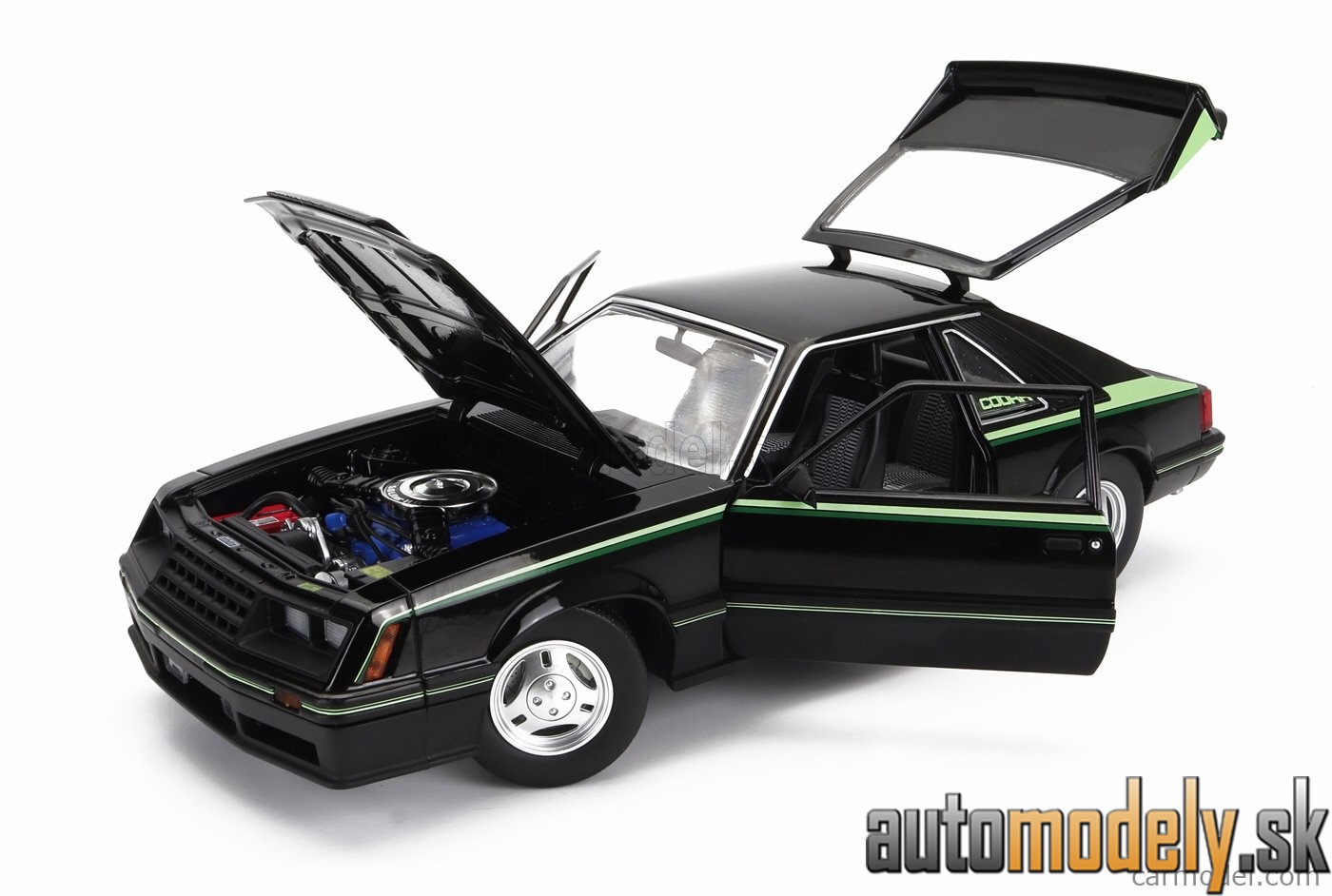 GreenLight - FORD MUSTANG COBRA COUPE 1980 BLACK GREEN - 1:18