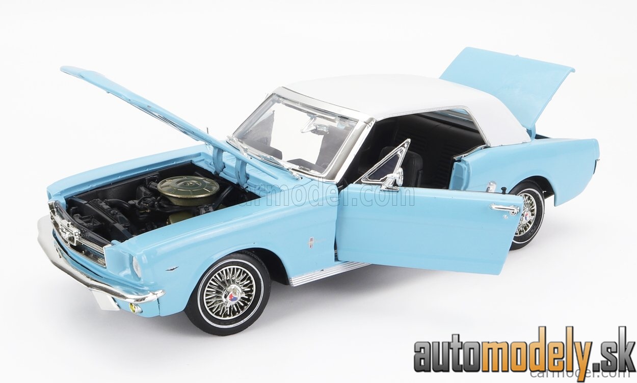 Motormax - FORD MUSTANG CONVERTIBLE SPIDER 1967 007 JAMES BOND THUNDERBALL OPERAZIONE TUONO LIGHT BLUE WHITE - 1:18