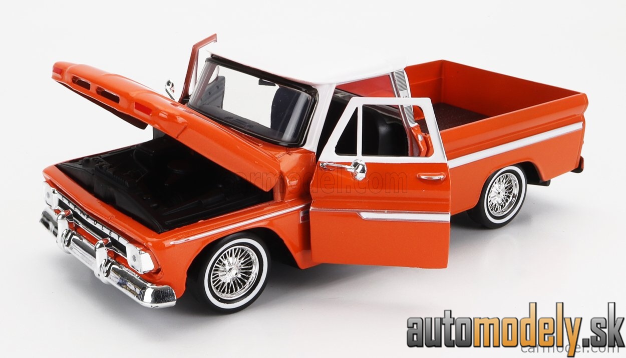 Motormax - CHEVROLET CHEVY C-10 FLEETSIDE PICK-UP CUSTOM 1966 ORANGE MET WHITE - 1:24