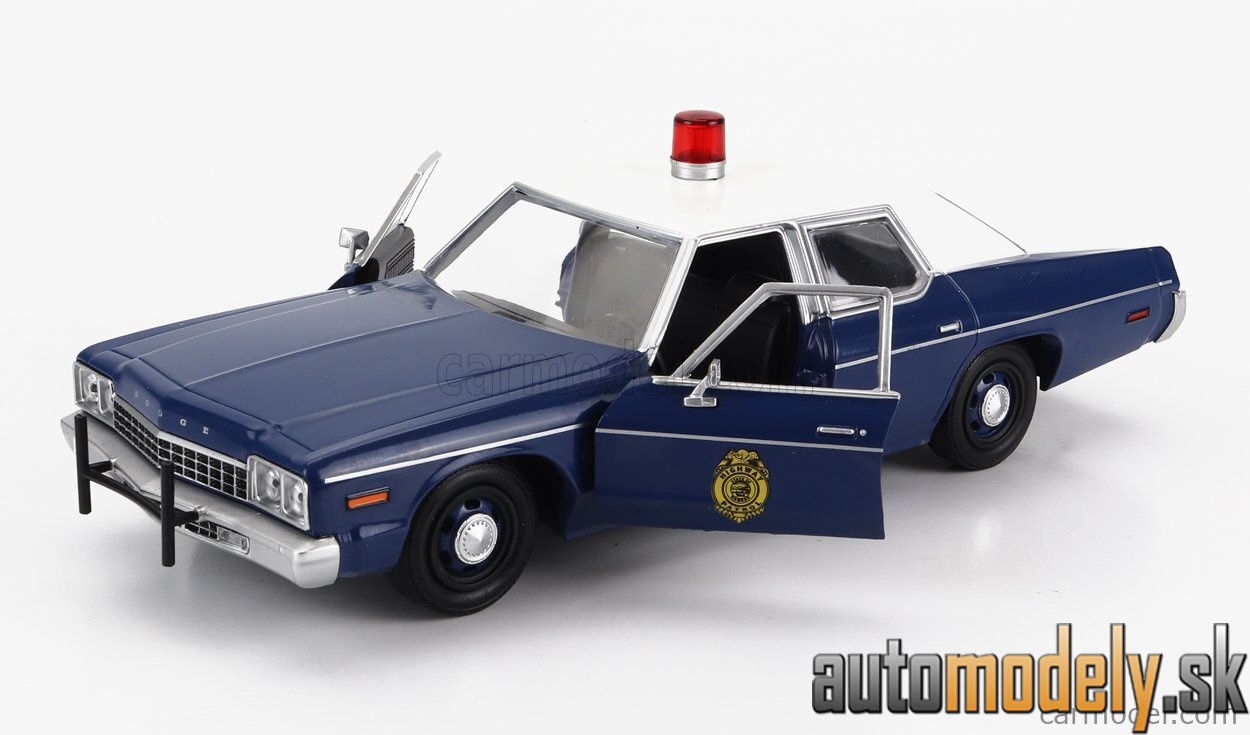 GreenLight - DODGE MONACO KANSAS HIGHWAY PATROL POLICE 1975 BLUE WHITE - 1:24