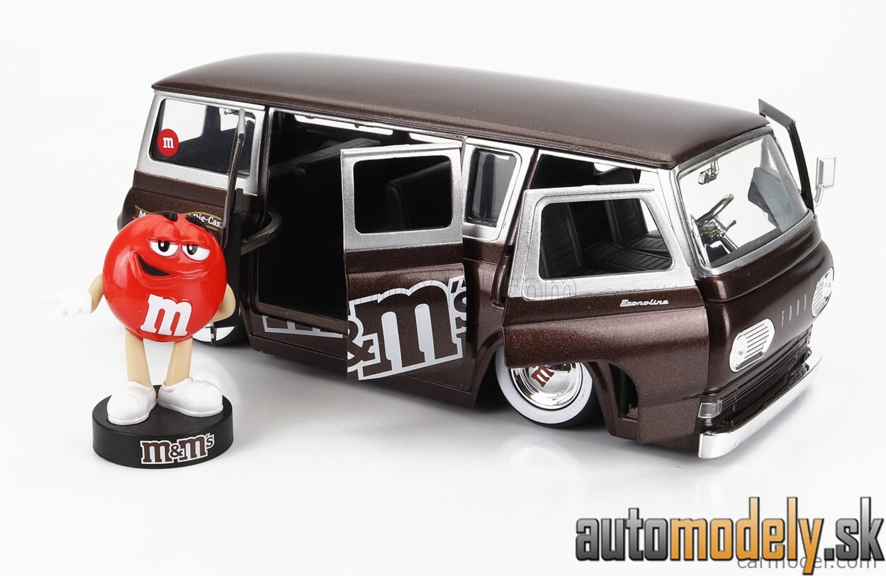 Jada - FORD USA ECONOLINE MINIBUS WITH M&M's FIGURE 1965 BROWN - 1:24