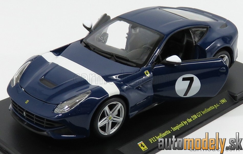 Edicola - FERRARI F12 BERLINETTA N 7 2012 - INSPIRED BY THE 250 GT BERLINETTA BLUE WHITE - 1:24
