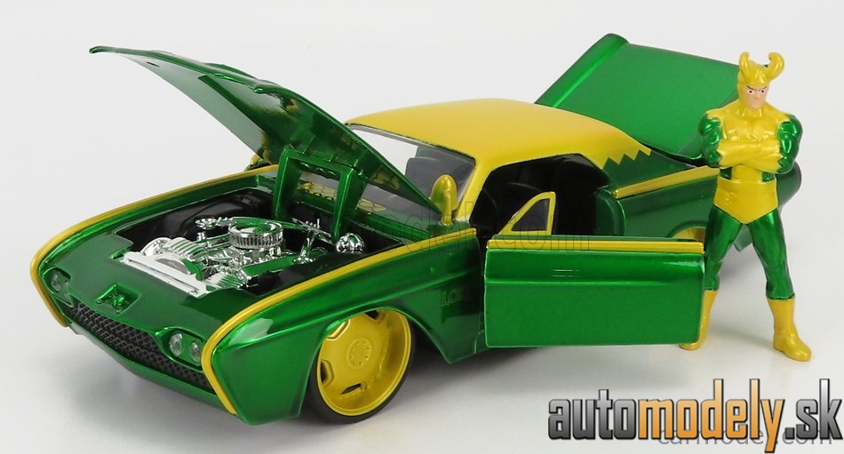 Jada - FORD USA THUNDERBIRD WITH MARVEL LOKI 1963 GREEN YELLOW - 1:24