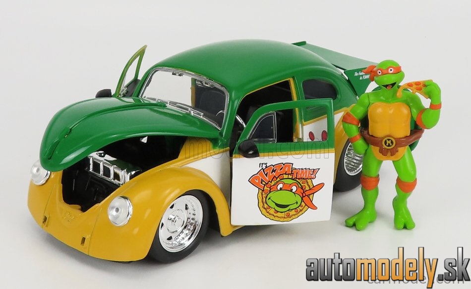 Jada - VOLKSWAGEN BEETLE 1962 MICHELANGELO NINJA TURTLES YELLOW GREEN - 1:24