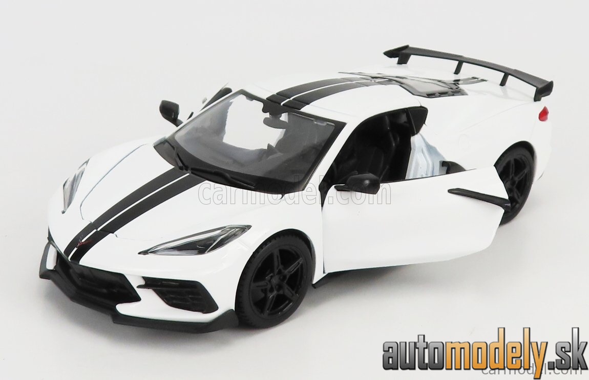 Maisto - CHEVROLET CORVETTE STINGRAY COUPE HIGH WING 2020 WHITE - 1:24