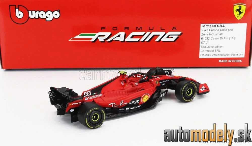 Bburago - FERRARI - SET F1 2X SF-23 TEAM SCUDERIA FERRARI N 16 SEASON 2023 CHARLES LECLERC + N 55 SEASON 2023 CARLOS SAINZ - 1:43