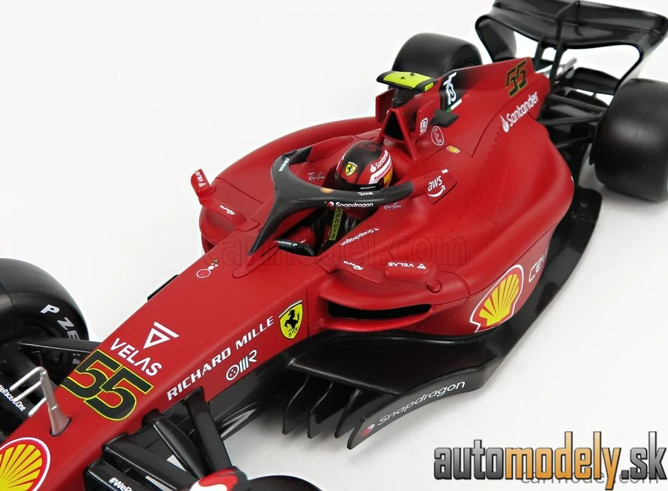BURAGO - FERRARI - F1-75 SCUDERIA FERRARI N 55 SEASON 2022 CARLOS SAINZ - WHITE WHEELS - 1:18