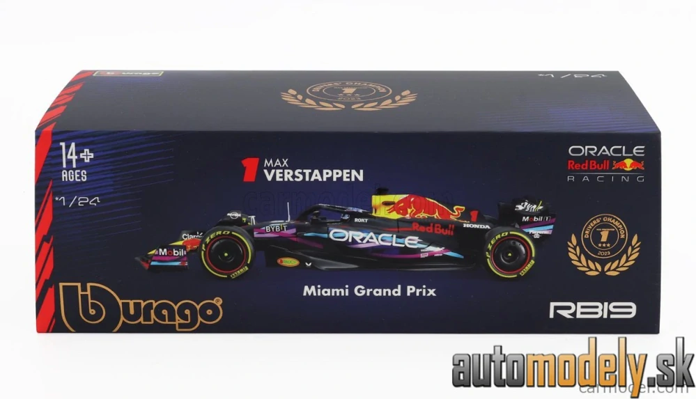 BURAGO - RED BULL - F1 RB19 TEAM ORACLE RED BULL RACING N 1 WORLD CHAMPION WINNER MIAMI GP 2023 MAX VERSTAPPEN - 1:24
