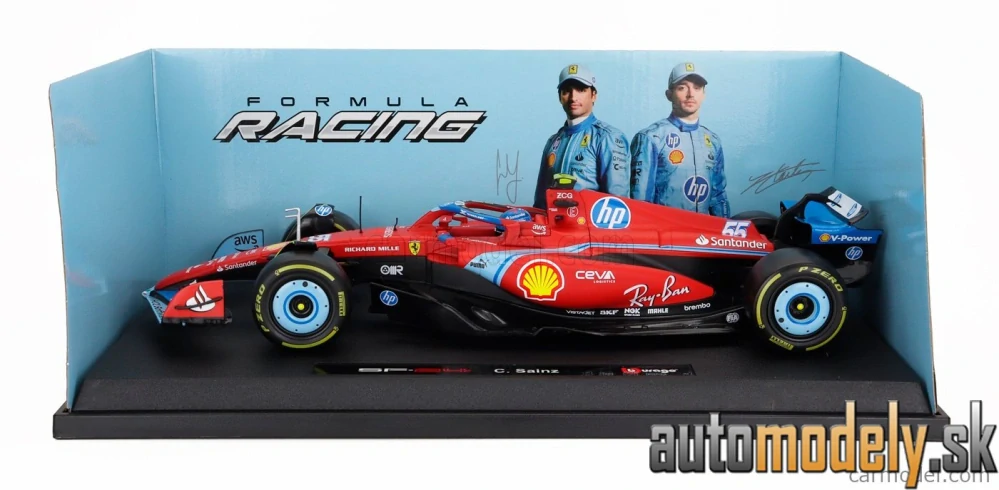 Bburago - FERRARI - F1 SF-24 TEAM SCUDERIA FERRARI N 55 5th MIAMI GP 2024 CARLOS SAINZ - 1:18