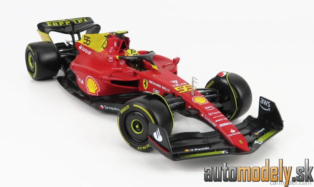 Bburago - FERRARI - F1-75 SCUDERIA FERRARI N 55 4th MONZA GP ITALY 2022 CARLOS SAINZ - YELLOW WHEELS - 1:18