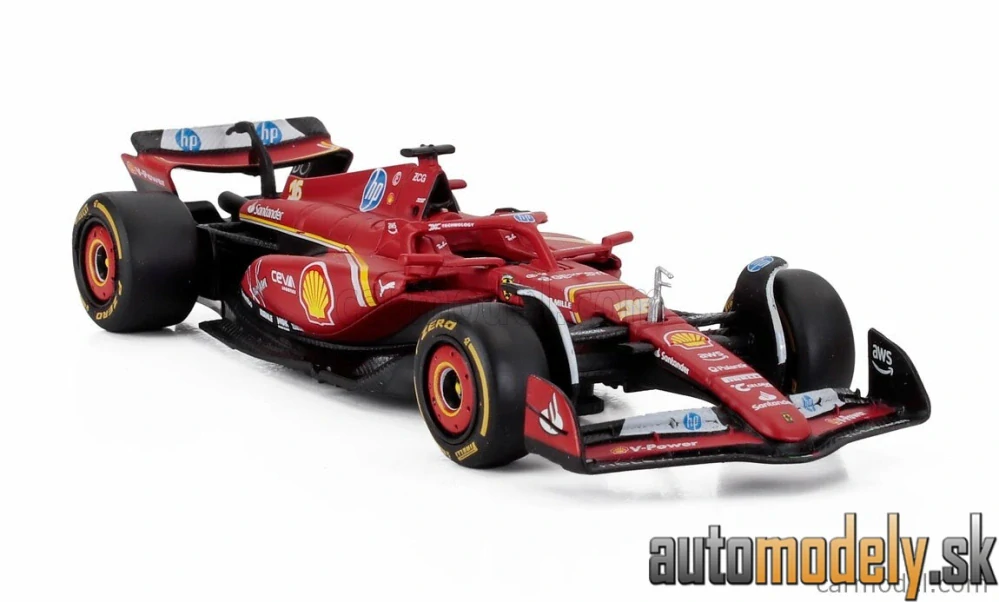 BURAGO - IVECO FIAT - SET TRUCK S-WAY 570 TRUCK CAR TRANSPORTER TEAM SCUDERIA FERRARI WITH F1 SF-24 N 16 SEASON 2024 CHARLES LECLERC - 1:43