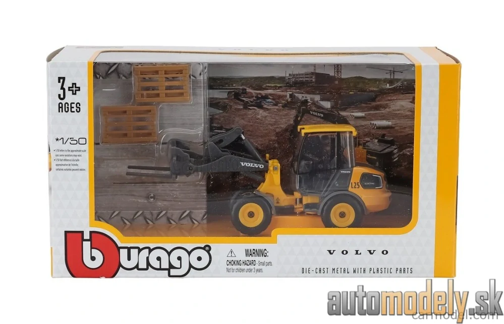 Burago - VOLVO - L25H RUSPA GOMMATA TRACTOR 2010 - 1:50