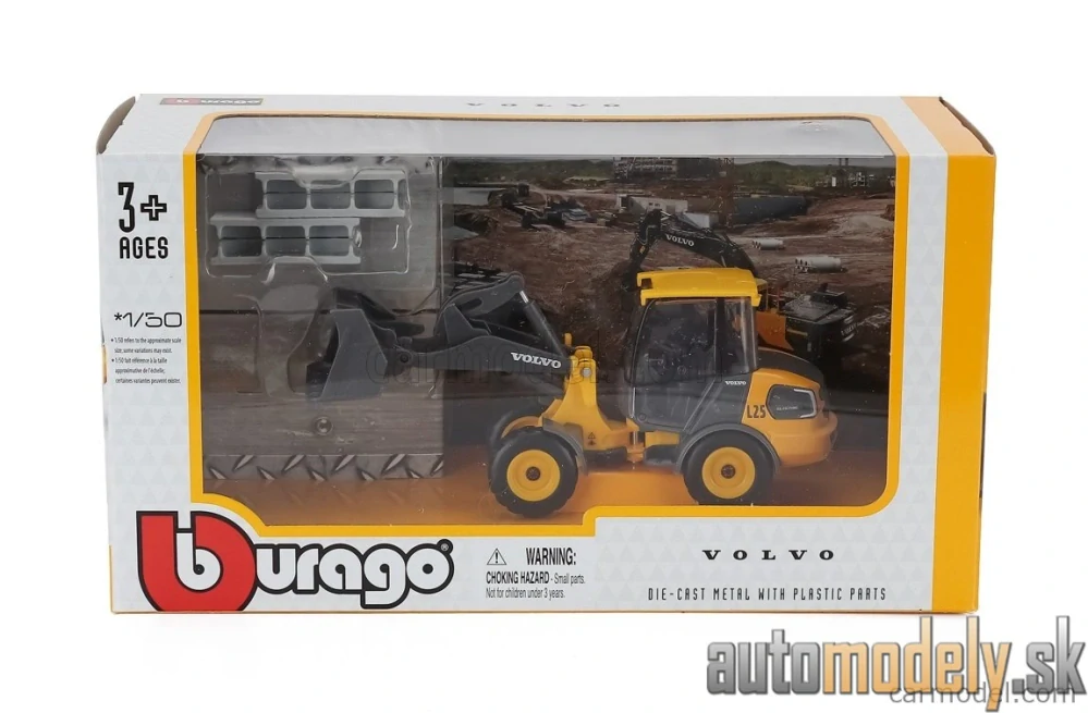 Burago - VOLVO - L25H RUSPA GOMMATA TRACTOR 2010 - 1:50