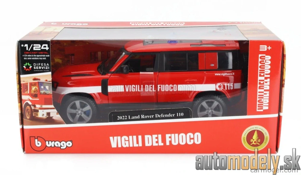 Burago - LAND ROVER - NEW DEFENDER 110 VIGILI DEL FUOCO 2022 - 1:24