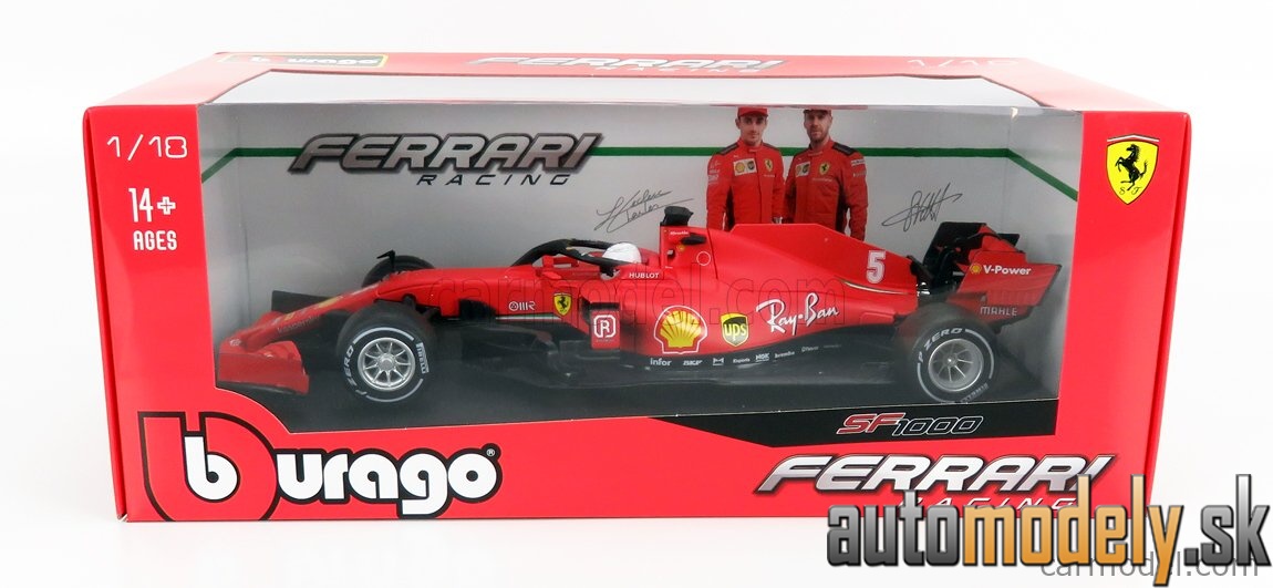 Bburago - FERRARI - F1 SF1000 TEAM SCUDERIA FERRARI MISSION WINNOW N 5 AUSTRIAN GP 2020 S.VETTEL - WITH HARD WHITE WHEELS - MATT RED - 1:18