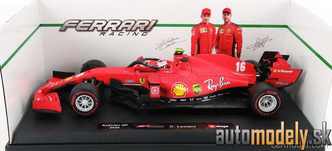Bburago - FERRARI - F1 SF1000 TEAM SCUDERIA FERRARI MISSION WINNOW N 16 2nd AUSTRIAN GP 2020 C.LECLERC - WITH SOFT RED WHEELS - MATT RED - 1:18