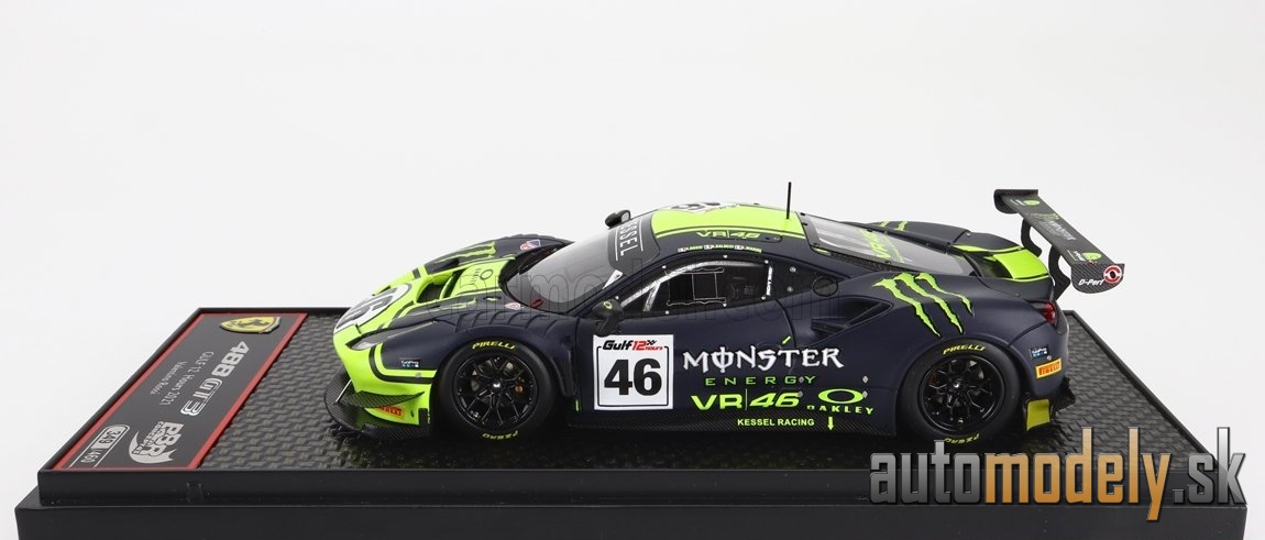 BBR-MODELS - FERRARI - 488 GT3 3.9L TURBO V8 TEAM KESSEL RACING VR46 N 46 12h GULF 2021 VALENTINO ROSSI - LUCA MARINI - A.SALUCCI "UCCIO" - CON VETRINA - WITH SHOWCASE - 1:43