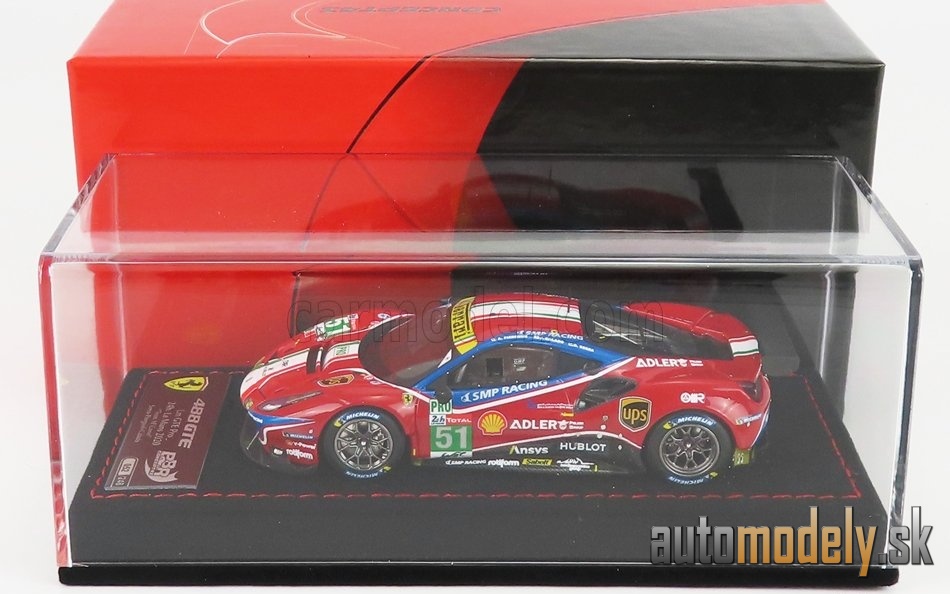 BBR-MODELS - FERRARI - 488 GTE EVO 3.9L TURBO V8 TEAM AF CORSE N 51 2nd LMGTE PRO CLASS 24h LE MANS 2020 J.CALADO - A.PIER GUIDI - S.SERRA - CON VETRINA - WITH SHOWCASE - 1:43