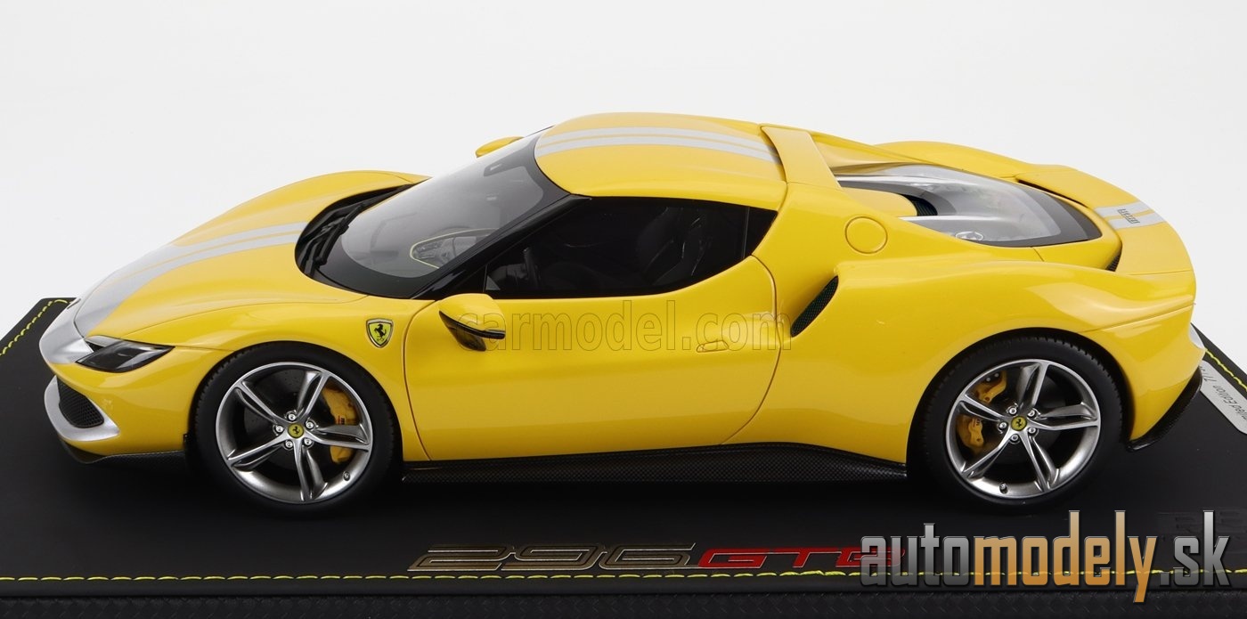 BBR-MODELS - FERRARI - 296 GTB ASSETTO FIORANO 2022 - CON VETRINA - WITH SHOWCASE (GIALLO MODENA - YELLOW SILVER) - 1:18