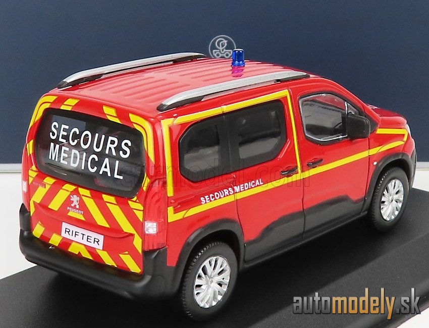 NOREV - PEUGEOT - RIFTER POMPIERS SECOURS MEDICAL 2019 (RED YELLOW) - 1:43 