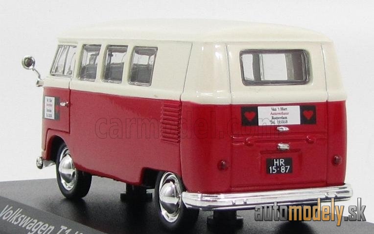NOREV - VOLKSWAGEN - T1 MINIBUS AUTOVERHUUR ROTTERDAM 1958 (RED WHITE) - 1:43