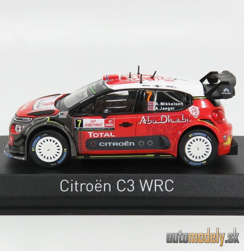 NOREV - CITROEN - C3 WRC ABU DHABI N 7 RALLY POLOGNE 2017 A.MIKKELSEN - A.JAEGER - 1:43