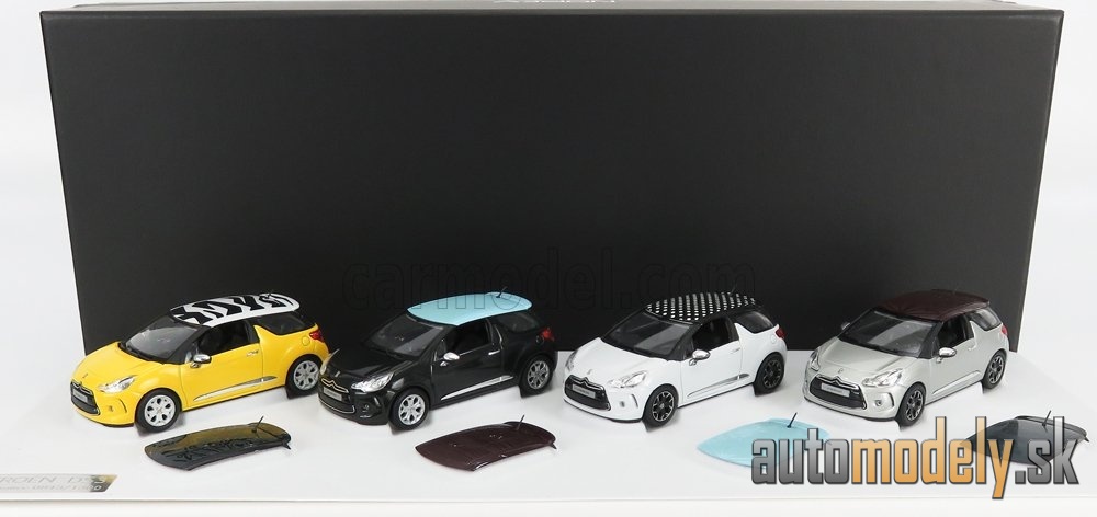 NOREV - CITROEN - SET 4X DS3 2010 (YELLOW BLACK WHITE SILVER)- 1:43