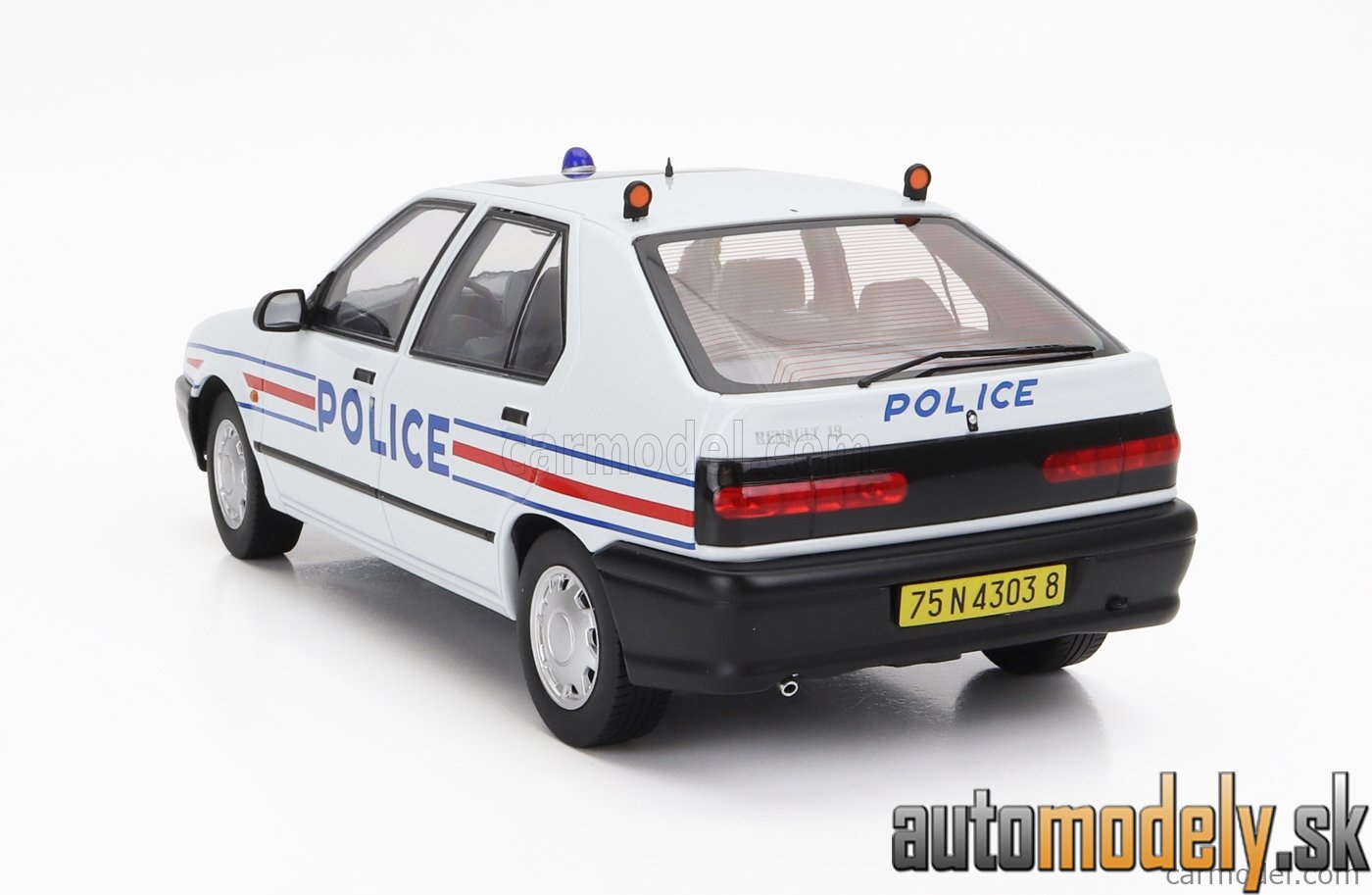 Triple9 - RENAULT R19 FRANCE POLICE 1994 WHITE RED BLUE - 1:18