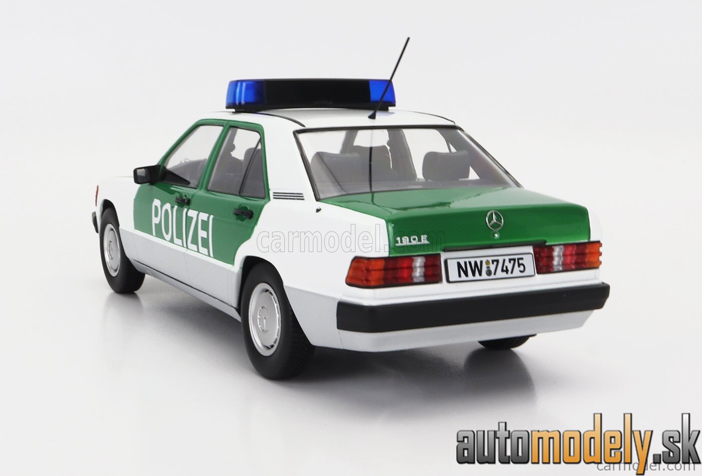 Triple9 - MERCEDES BENZ 190E (W201) POLIZEI GERMANY 1993 WHITE GREEN - 1:18