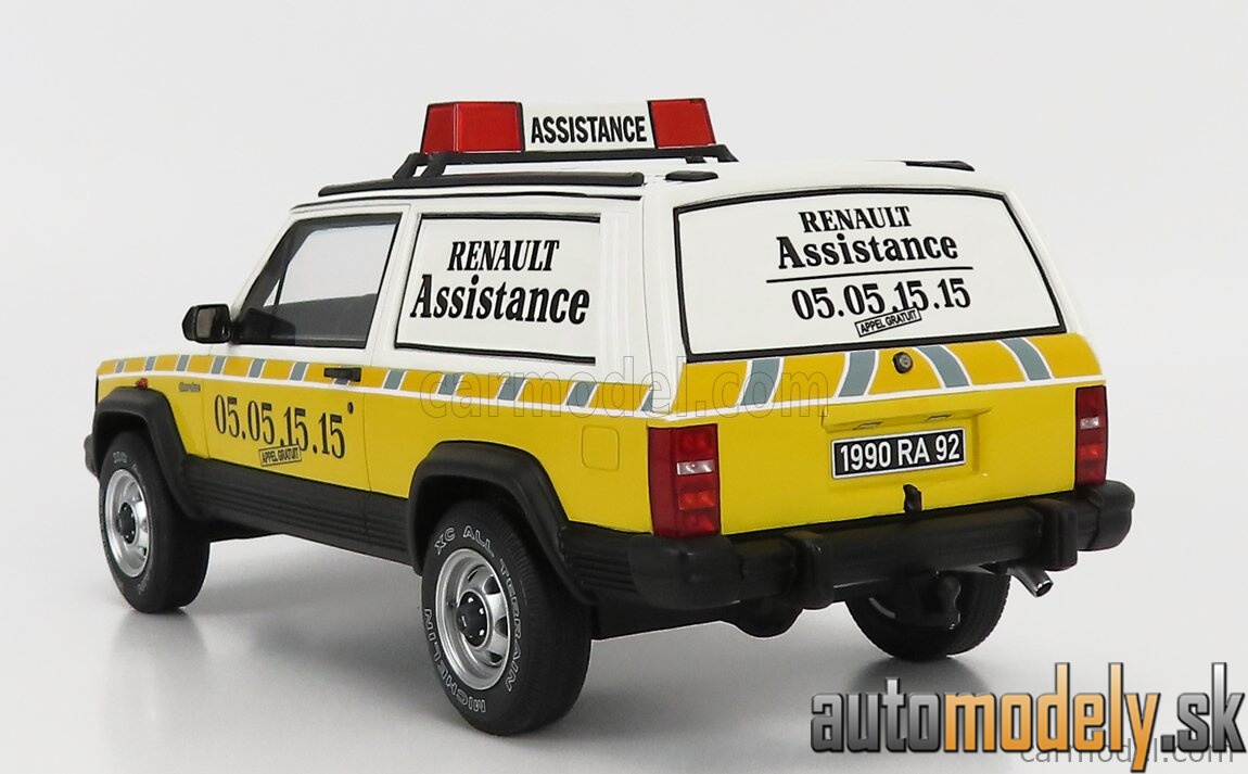 OttOmobile - JEEP CHEROKEE REANULT ASSISTANCE 1995 WHITE YELLOW - 1:18