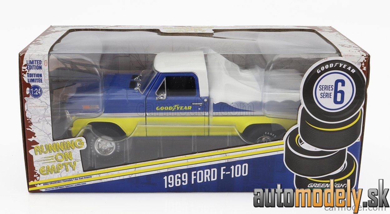 GreenLight - FORD USA F-100 PICK-UP GOOD YEAR 1969 BLUE YELLOW - 1:24