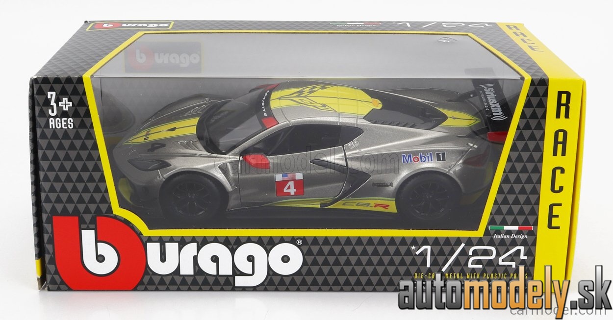 Bburago - CHEVROLET C8.R 6.2L V8 TEAM CORVETTE RACING N 4 RACING 2021 GREY YELLOW - 1:24