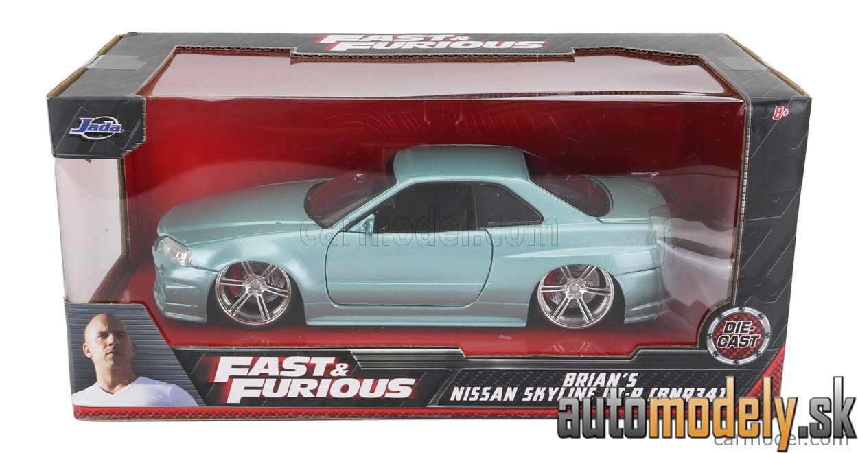 Jada - NISSAN BRIAN'S SKYLINE GT-R (BNR34) 1999 FAST & FURIOUS SEA GREEN - 1:24