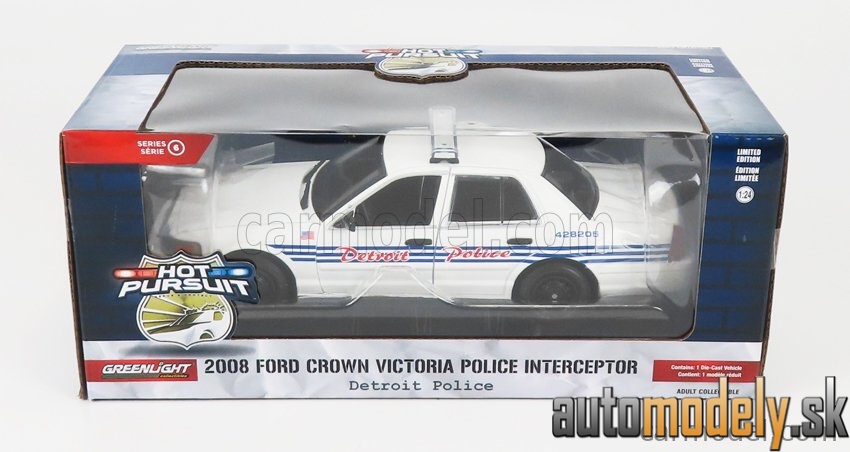 GreenLight - FORD USA CROWN VICTORIA POLICE INTERCEPTOR DETROIT 2008 WHITE - 1:24