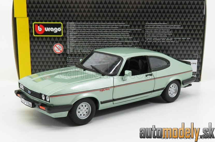 Bburago - FORD ENGLAND CAPRI INJECTION 1982 LIGHT GREEN MET - 1:24