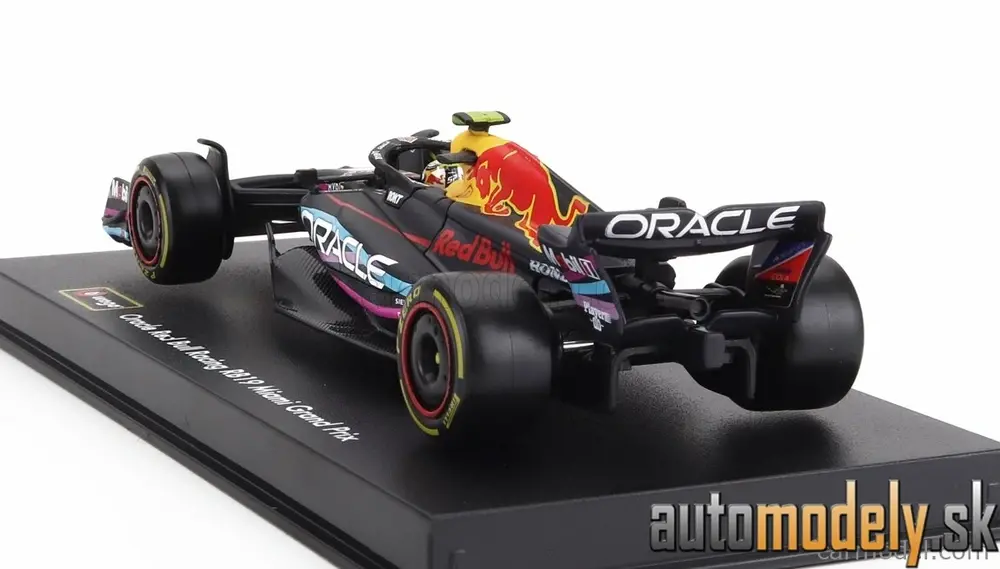BURAGO - RED BULL F1 RB19 TEAM ORACLE RED BULL RACING N 11 2nd MIAMI GP 2023 SERGIO PEREZ WITH HELMET AND PLASTIC SHOWCASE MATT BLUE - 1:43