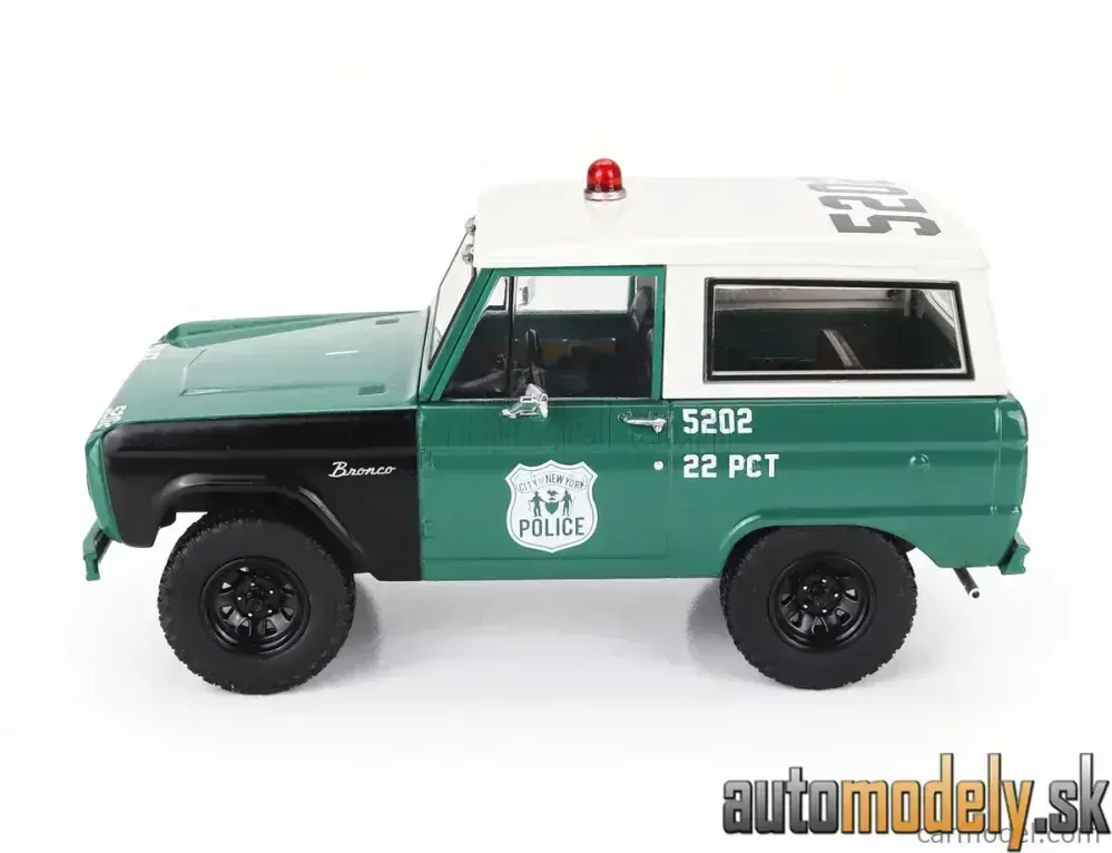 GreenLight - FORD BRONCO NEW YORK POLICE DEPARTMENT NYPD 1967 GREEN WHITE - 1:24