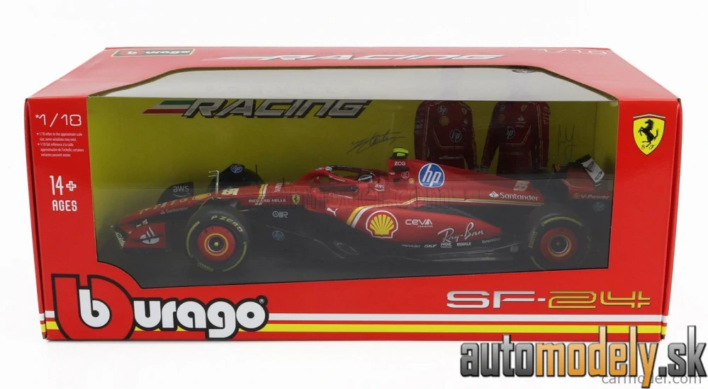 BURAGO - FERRARI - F1 SF-24 TEAM SCUDERIA FERRARI N 55 SEASON 2024 CARLOS SAINZ - 1:18
